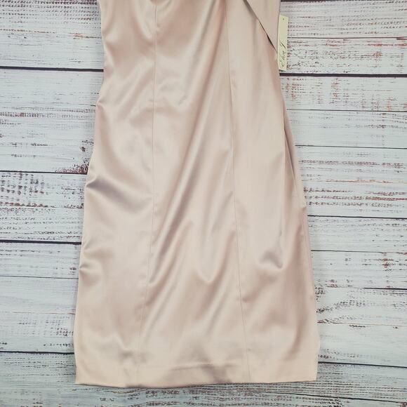 Eliza J One Shoulder Satin Sheath Dress 10 Dusty Rose Glam Event Lux Wedding NWT - Picture 6 of 16